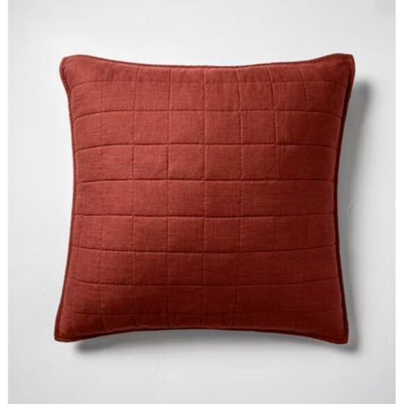 Euro Heavyweight Linen Blend Quilt Pillow Sham Dark Clay - Casaluna NEW - Picture 1 of 9